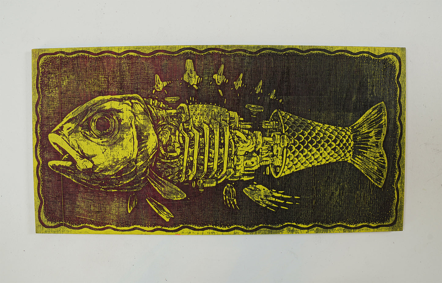 Mechanical Fish - Laser Etched Wood