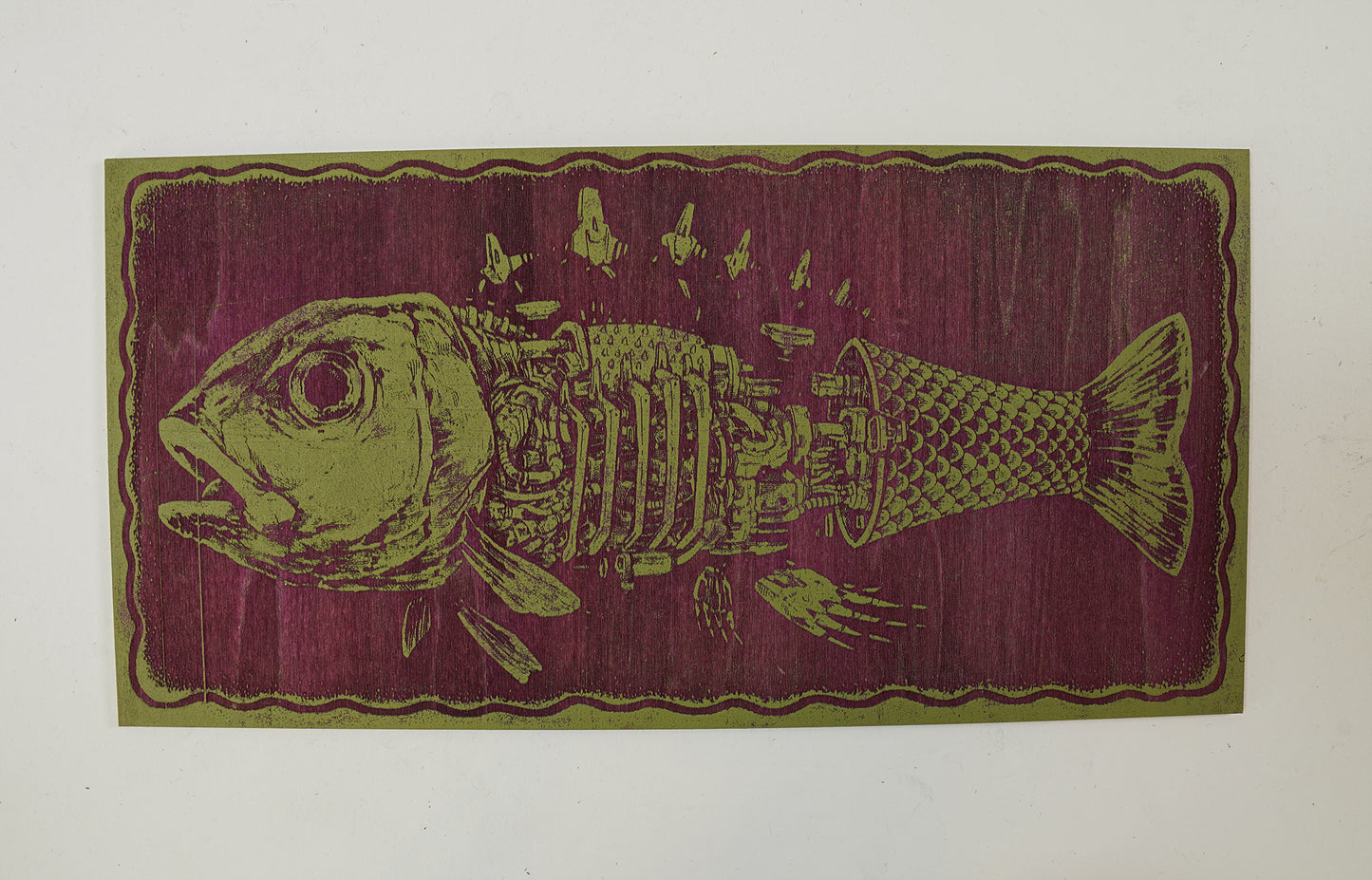 Mechanical Fish - Laser Etched Wood