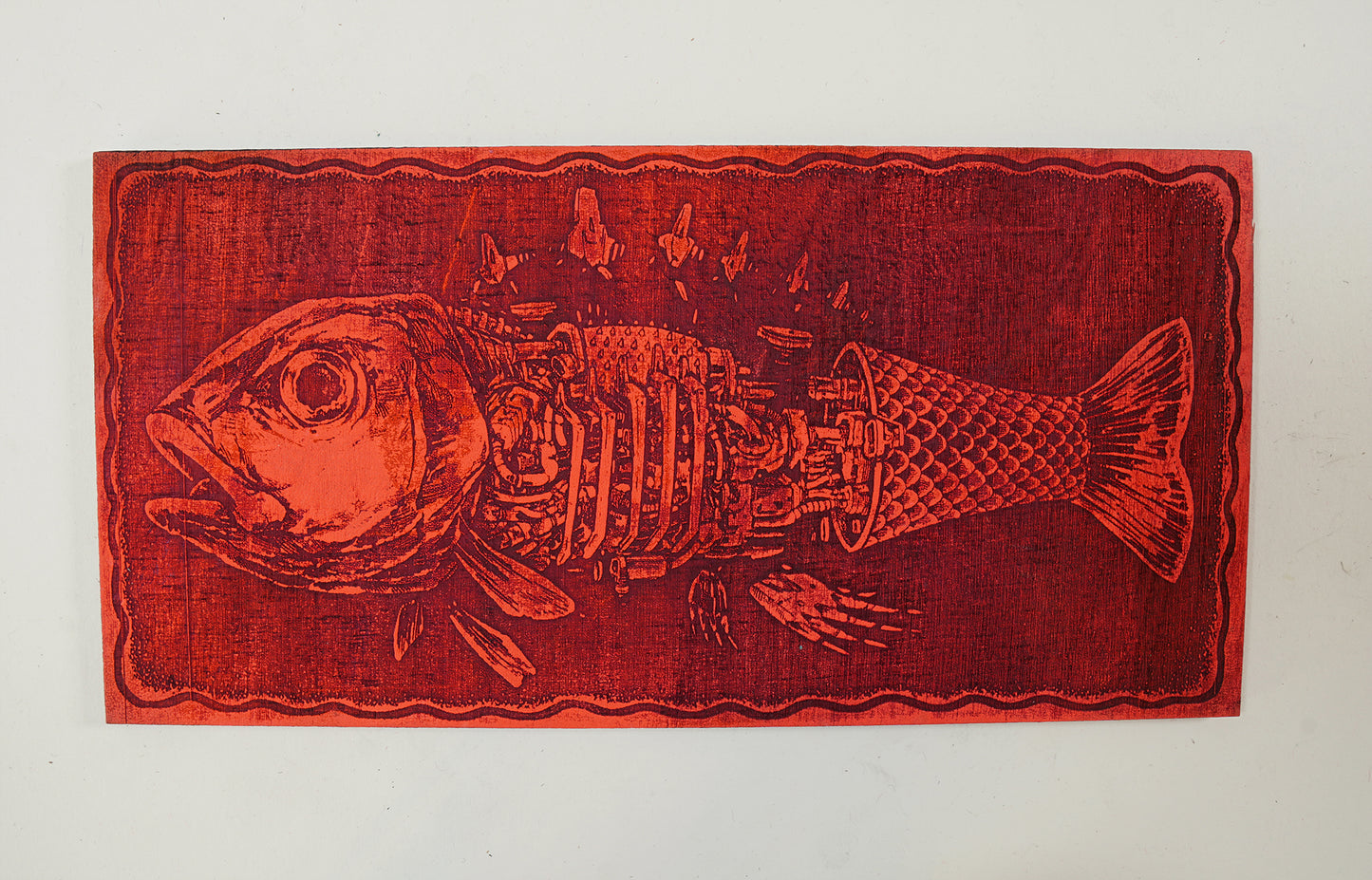 Mechanical Fish - Laser Etched Wood