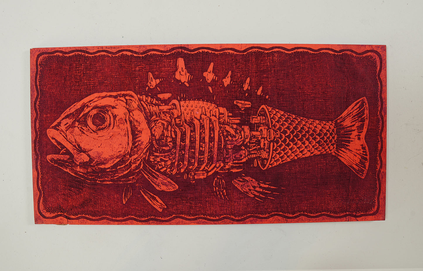 Mechanical Fish - Laser Etched Wood