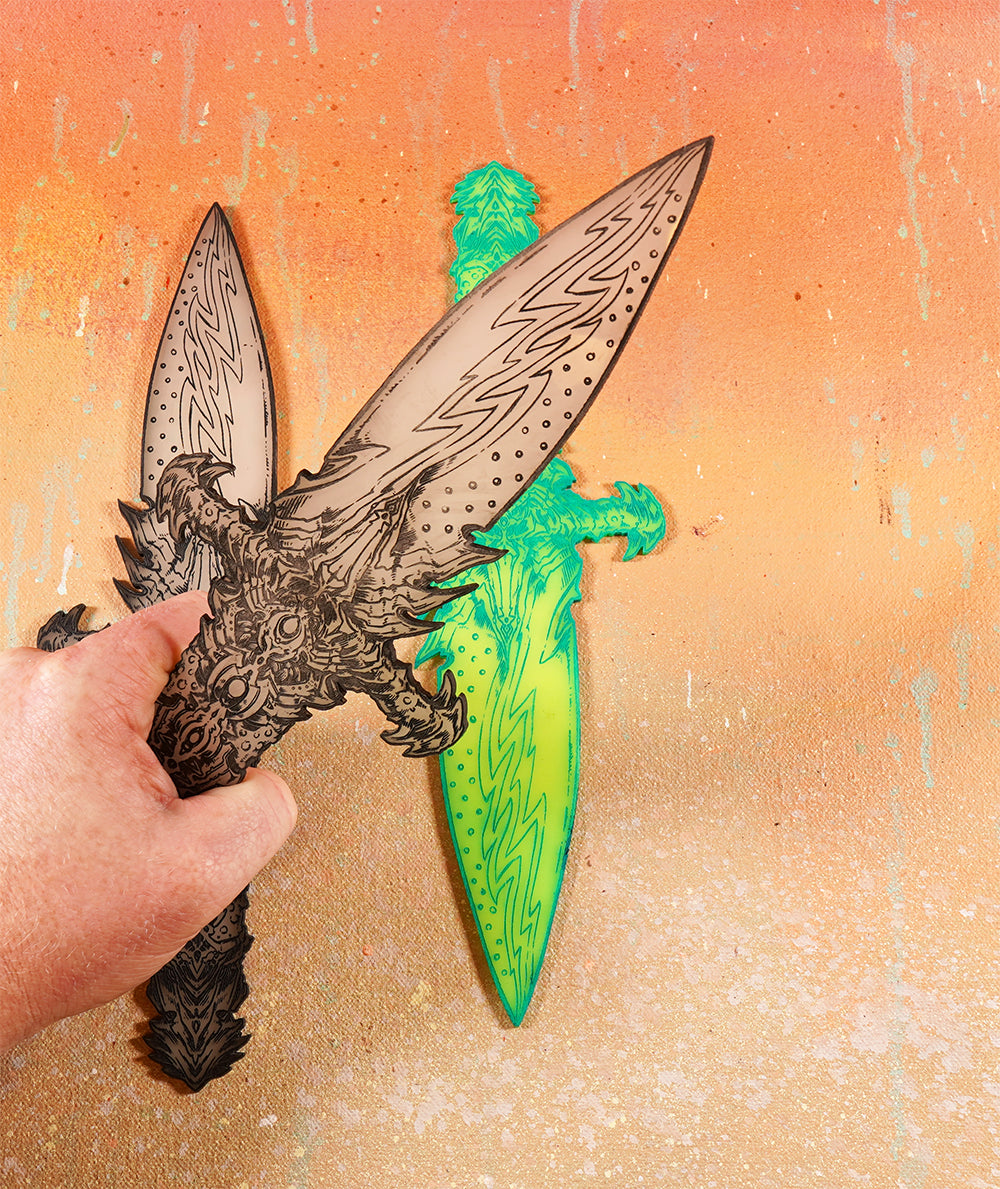 Intricate Cyber Blade - Laser Etched Acrylic