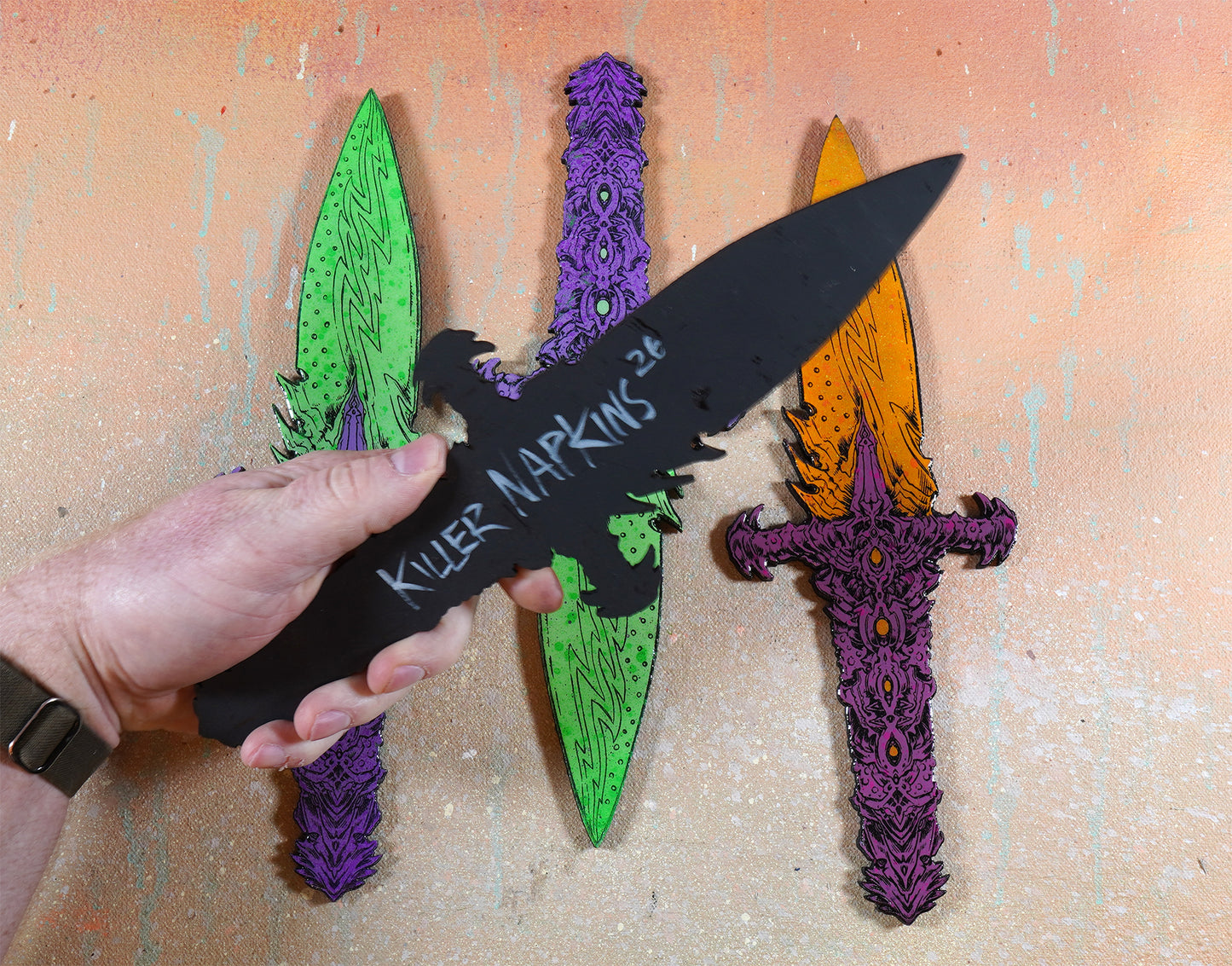 Intricate Cyber Blade - Laser Etched Wood