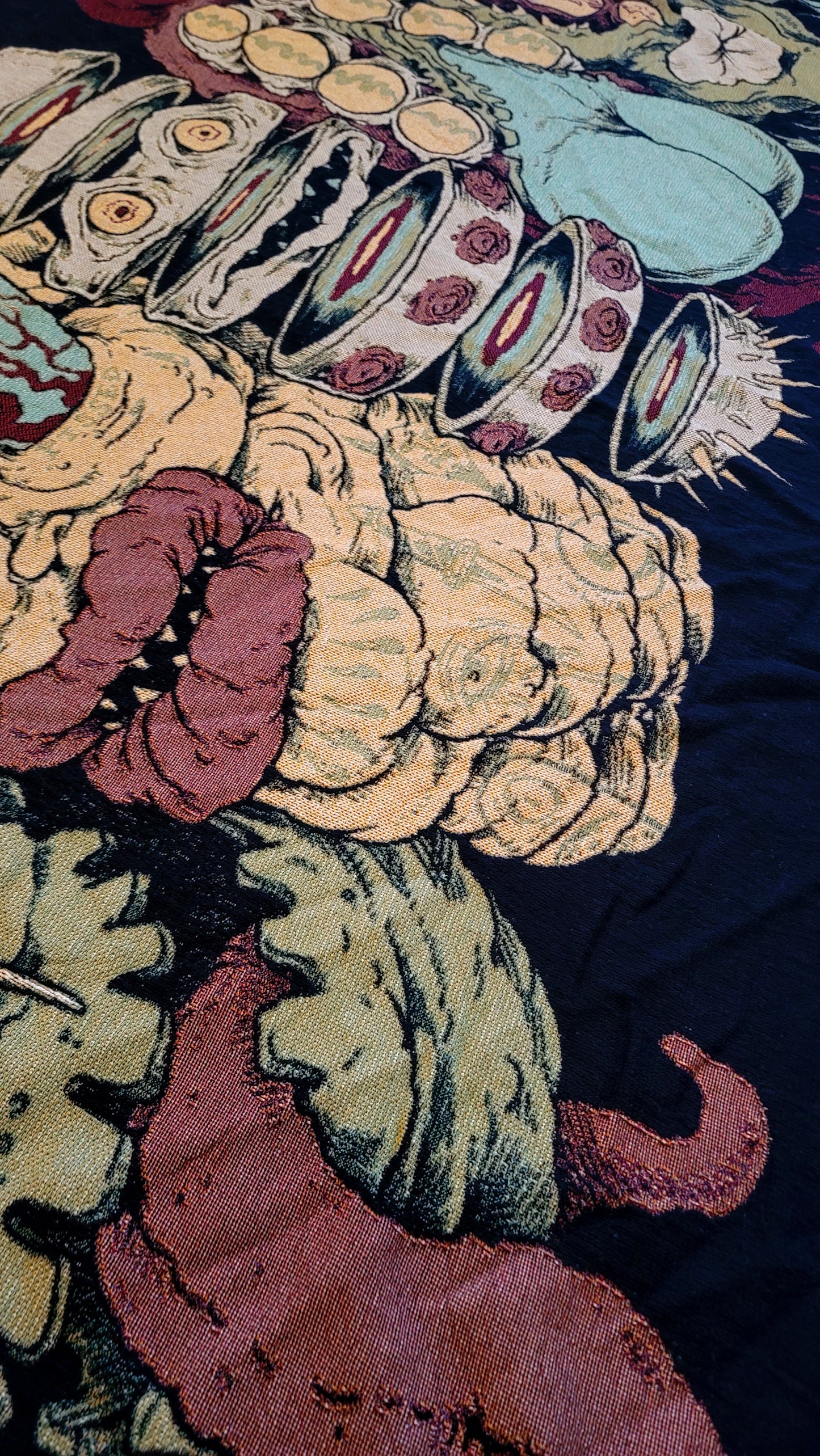 5 Sliced, Squished, and Slimey Heads in a Row Woven Blanket