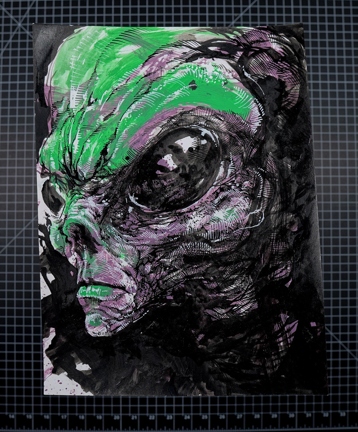 Original Alien Grey Drawing