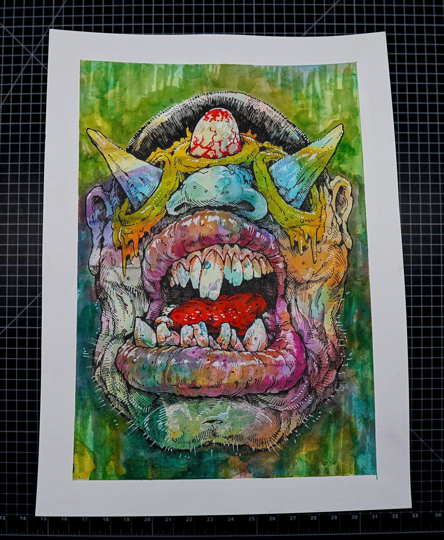 Original Cone Eye Mouth Man Drawing