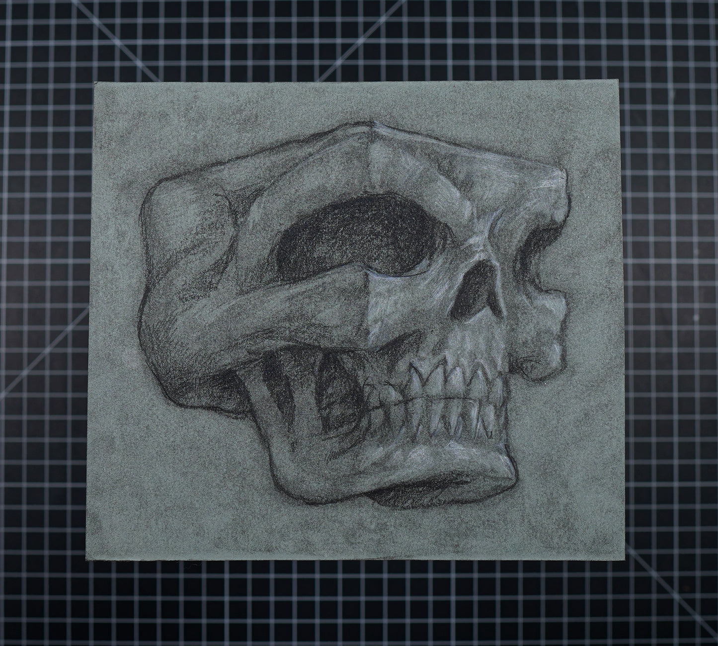 Original Little Skull Cube Drawing
