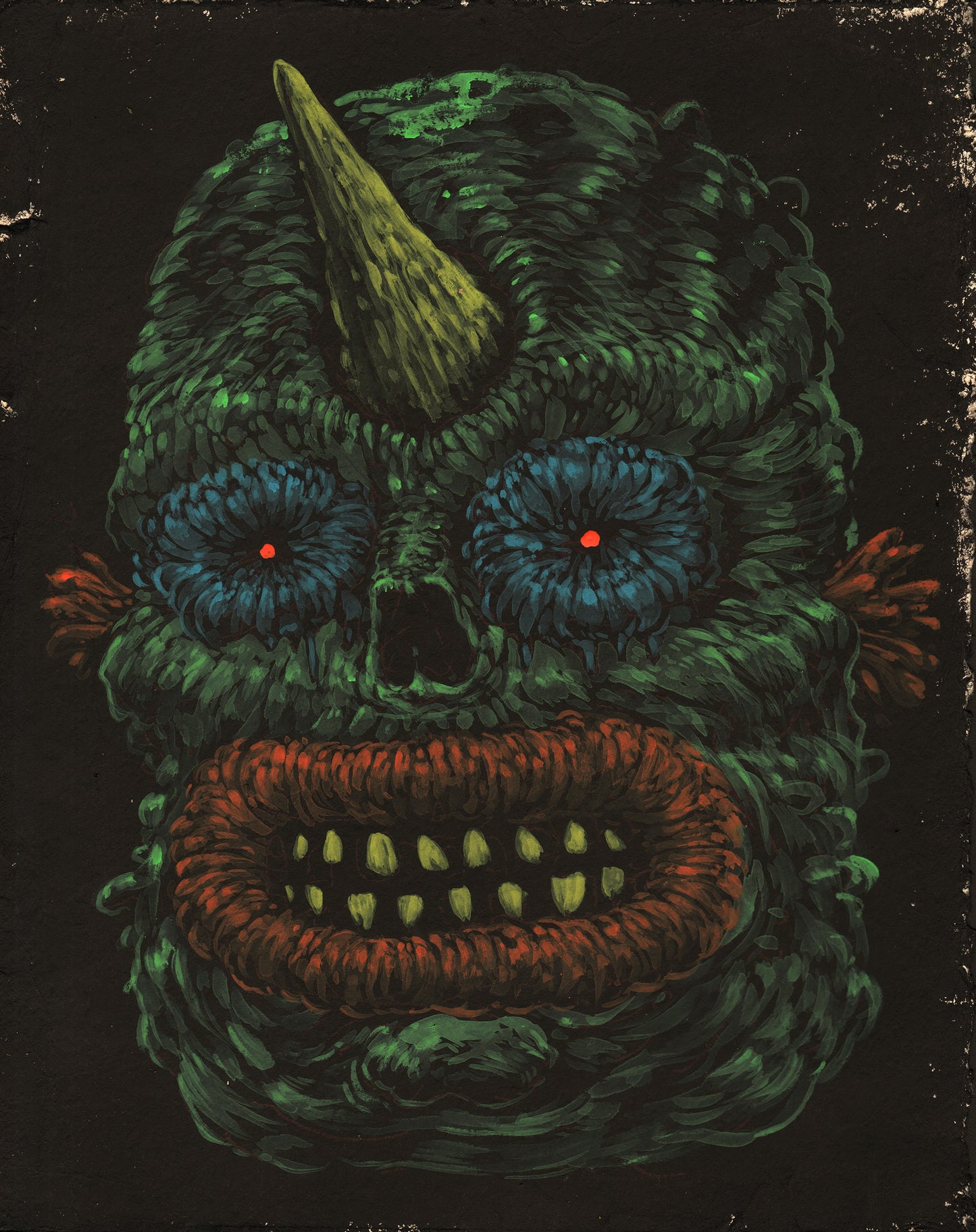 Dark Monster Face Print