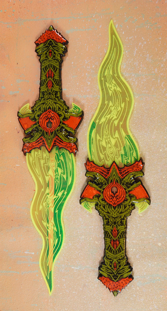 Uranium Rune Dagger -- Lasered Wood and Acrylic