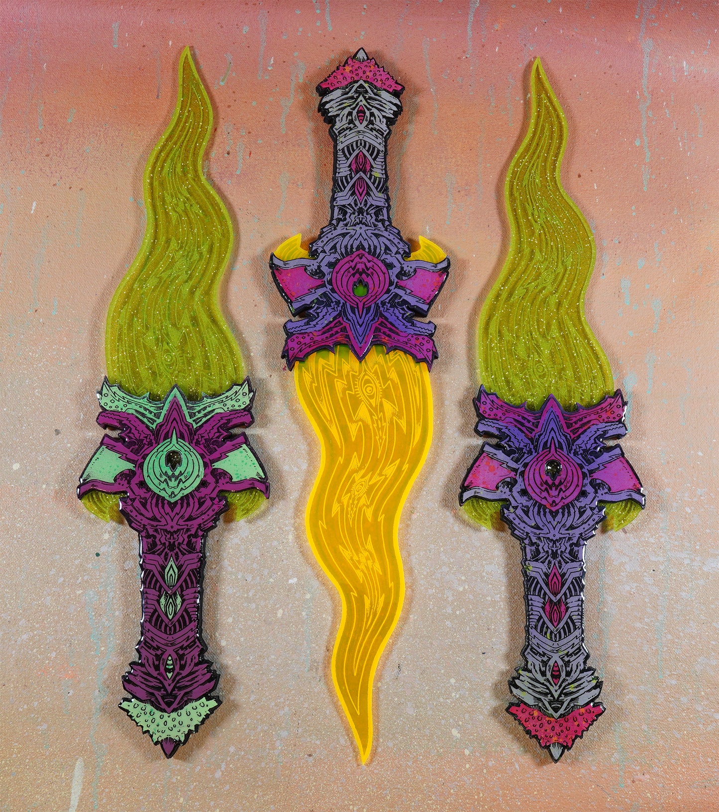 Uranium Rune Dagger -- Lasered Wood and Acrylic