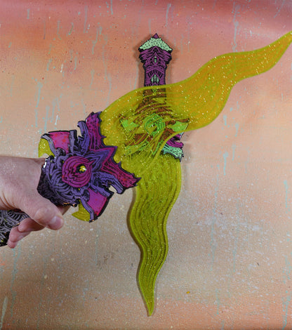 Uranium Rune Dagger -- Lasered Wood and Acrylic
