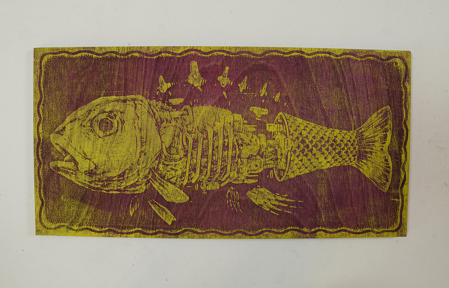 Mechanical Fish - Laser Etched Wood