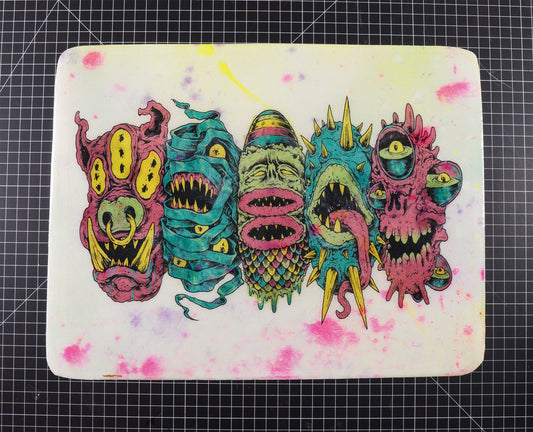 5 More Monster Heads in a Row - Wood Transfer