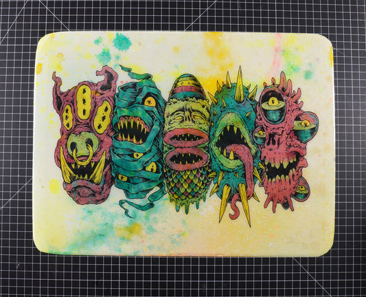 5 More Monster Heads in a Row - Wood Transfer