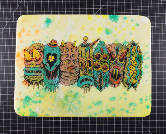7 Monster Heads in a Row - Wood Transfer