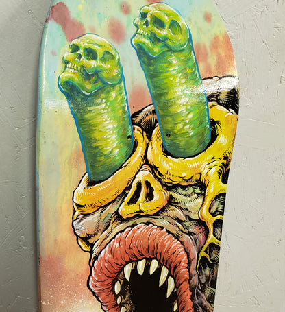"Eye-poppin' Skull Blaster" Original Skateboard Painting