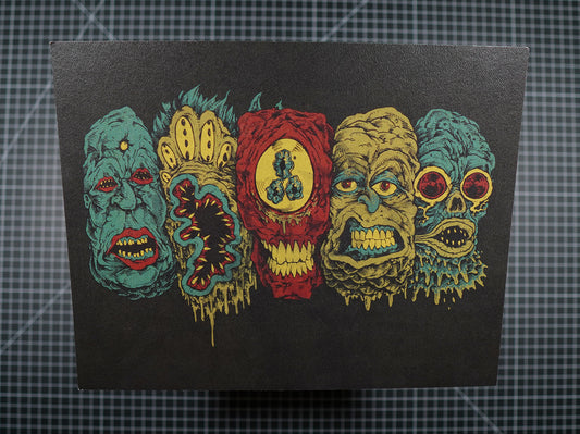 5 Monster Heads in a Row Print