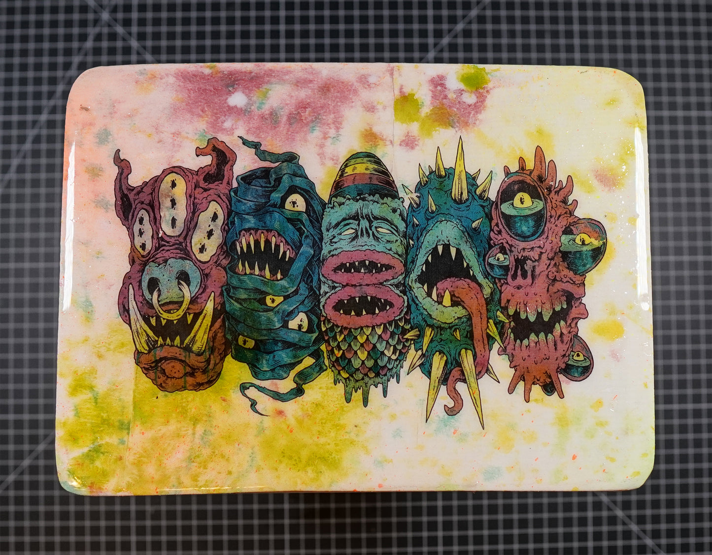 5 More Monster Heads in a Row - Wood Transfer
