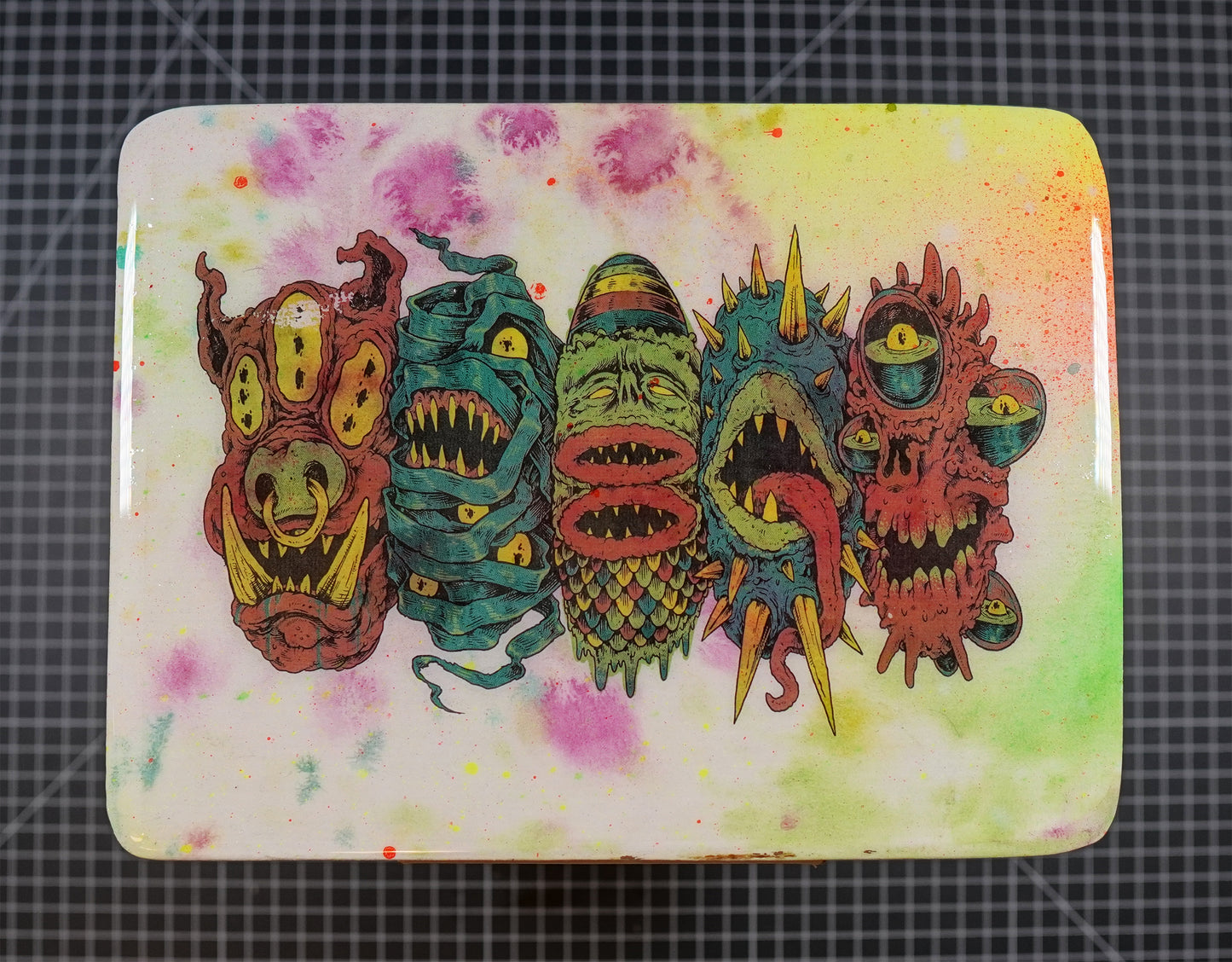 5 More Monster Heads in a Row - Wood Transfer