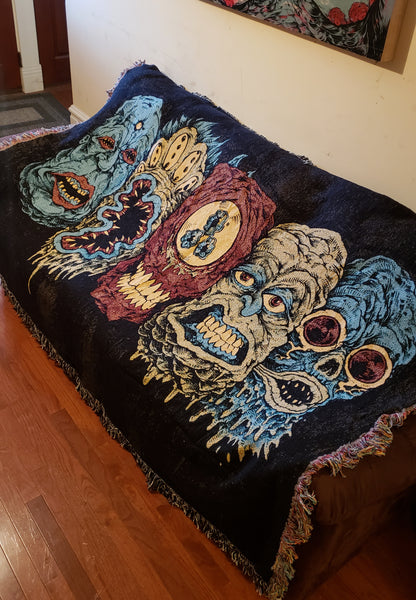 5 Monster Heads in a Row Woven Blanket